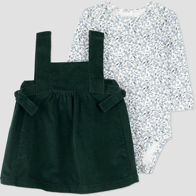 Carter's Just One You® Baby Girls' 2pc Floral Overalls Dress - Green | Target