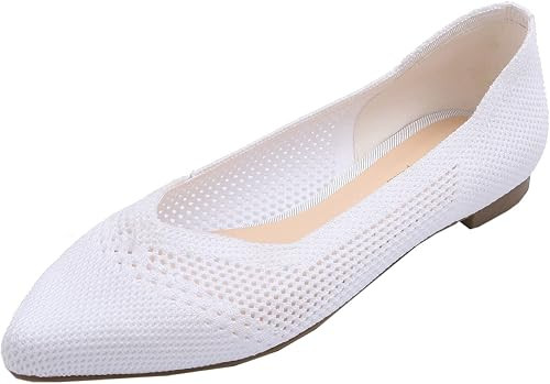 FEVERSOLE Women's Woven Pointy Fashion Cutouts Breathable Knit Flat Shoes | Amazon (US)