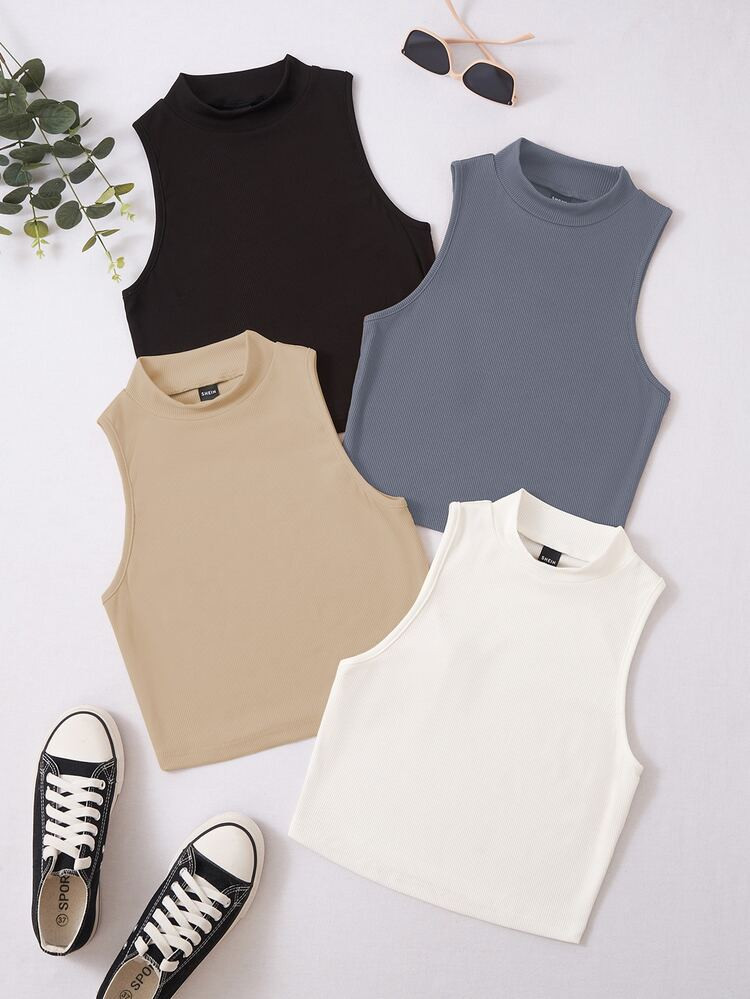 4pcs Solid Tank Top | SHEIN