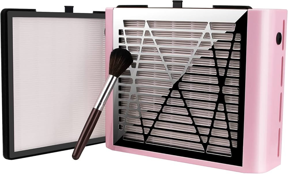 Nail Dust Collector with Brush and 2 Reusable Filters, 60W Vacuum Dust Fan for Acrylic Nails (Pin... | Amazon (US)