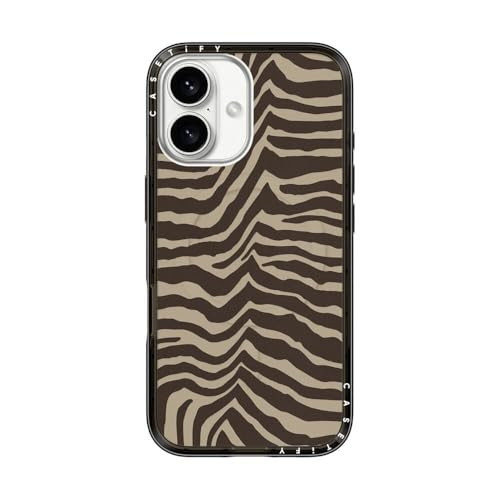 CASETiFY Compact iPhone 16 Case [Slim and Sleek/Compatible with Magsafe / 4 ft. 2X Military Grade Drop Protection] - Zebra-Brown - Clear Black | Amazon (US)