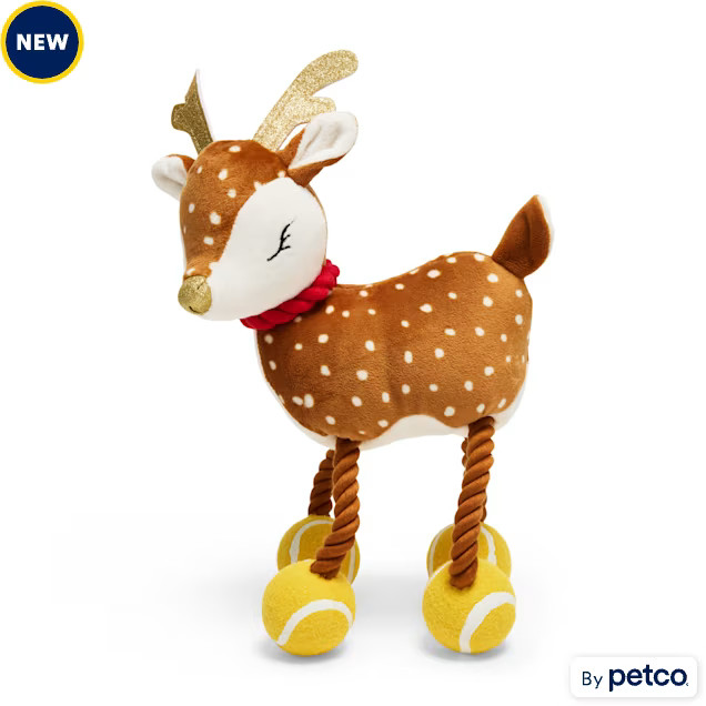 Merry Makings Doe Plush Rope Tennis Ball Dog Toy, Large | Petco
