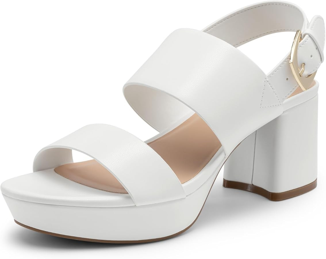 DREAM PAIRS Women's Comfort Chunky Heel Sandals – Platform Block Heels with Adjustable Buckle, ... | Amazon (US)