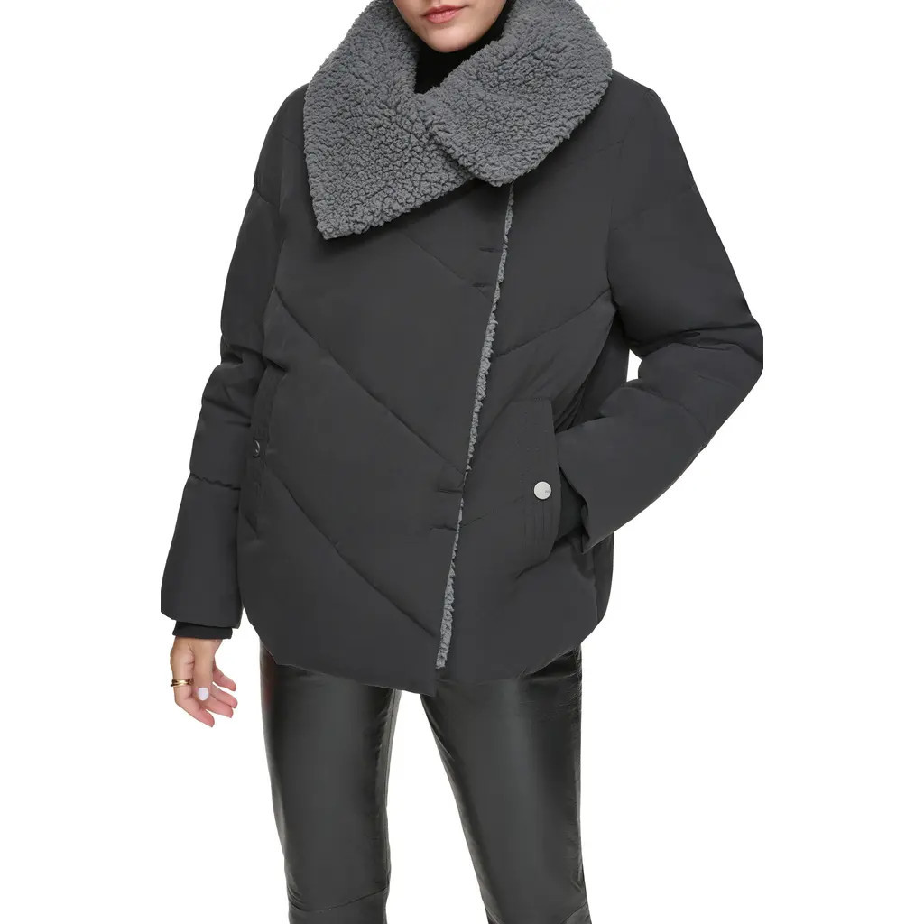 Andrew Marc Valencia Water Resistant Faux Shearling Lined Puffer Jacket in Black at Nordstrom Rack, Size Small | Nordstrom Rack
