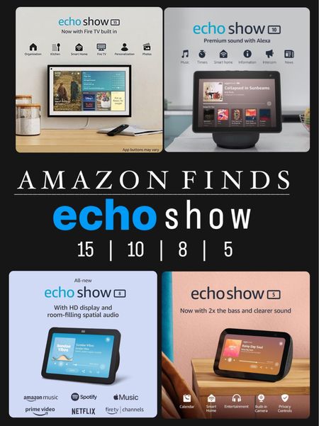 Amazon finds | echo show 15 | echo show 10 | echo show 8 | echo show 5 | | smart home products | smart home devices | virtual assistant | echo show frame | display stand | decorative stand | plate stand | Amazon | kohls | home organization | family planner tools 

#LTKfindsunder100 #LTKhome #LTKfindsunder50