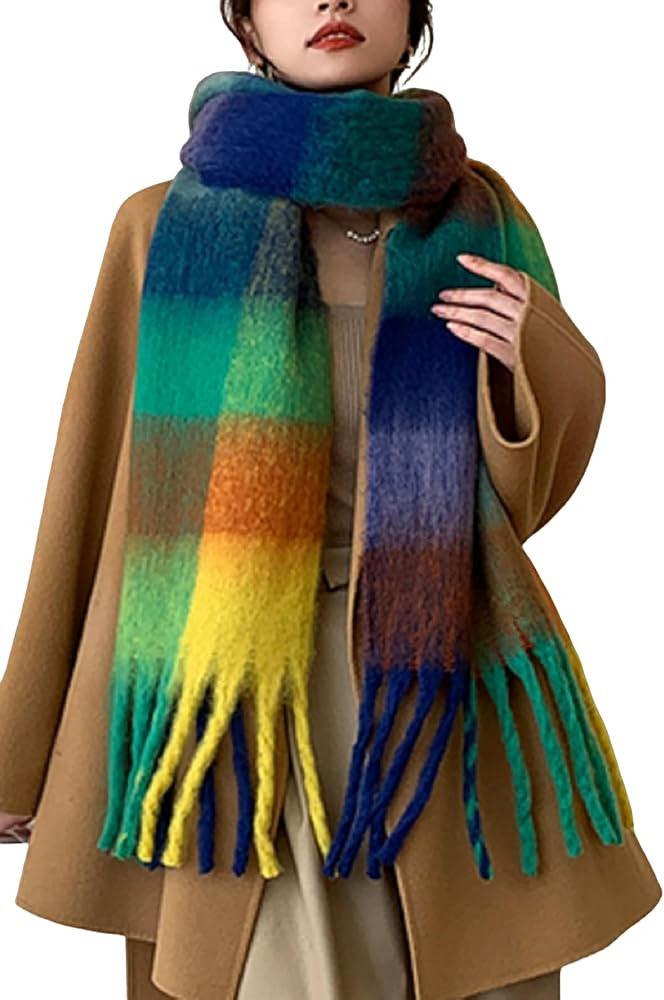 Wander Agio Winter Women Warm Scarf Long Shawl Large Scarves Cold Weather Thick Blanket Scarfs Co... | Amazon (US)