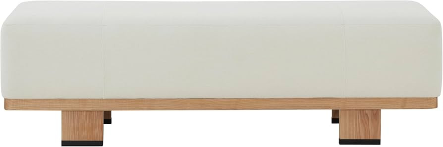 SAFAVIEH Couture Collection Abrianna Modern Ivory Boucle/Natural Bench | Amazon (US)