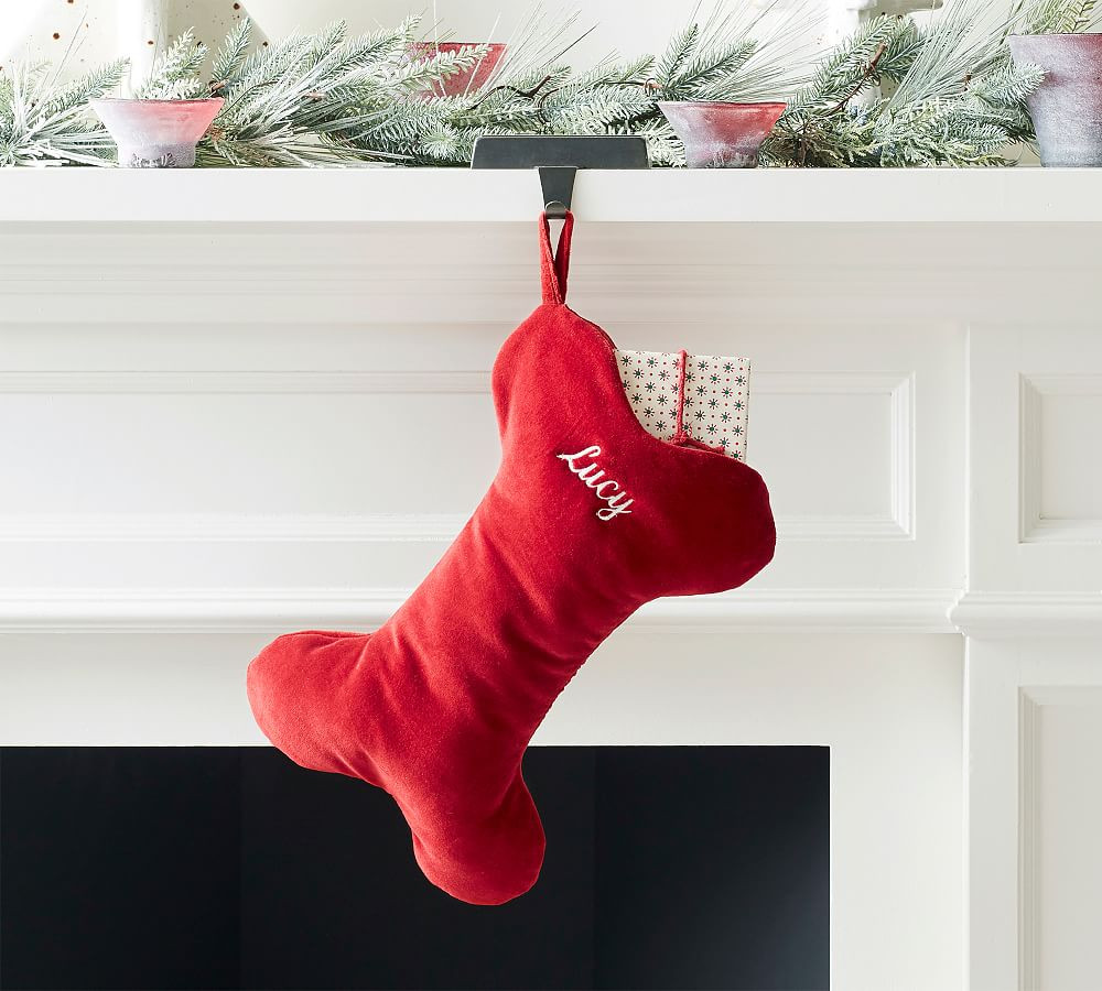 Classic Velvet Bone Pet Stocking | Pottery Barn (US)