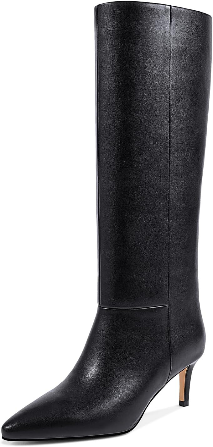 wetkiss Knee High Boots - Pointed Toe & Kitten Heel & Side Full Zipper | Amazon (US)