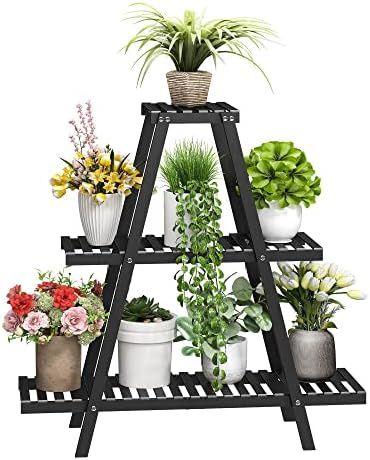 Bamboo Plant Stand For Indoor Outdoor Tiered Plant Shelf 3 Tier 8 Potted Flower Holder Ladder Pla... | Amazon (US)