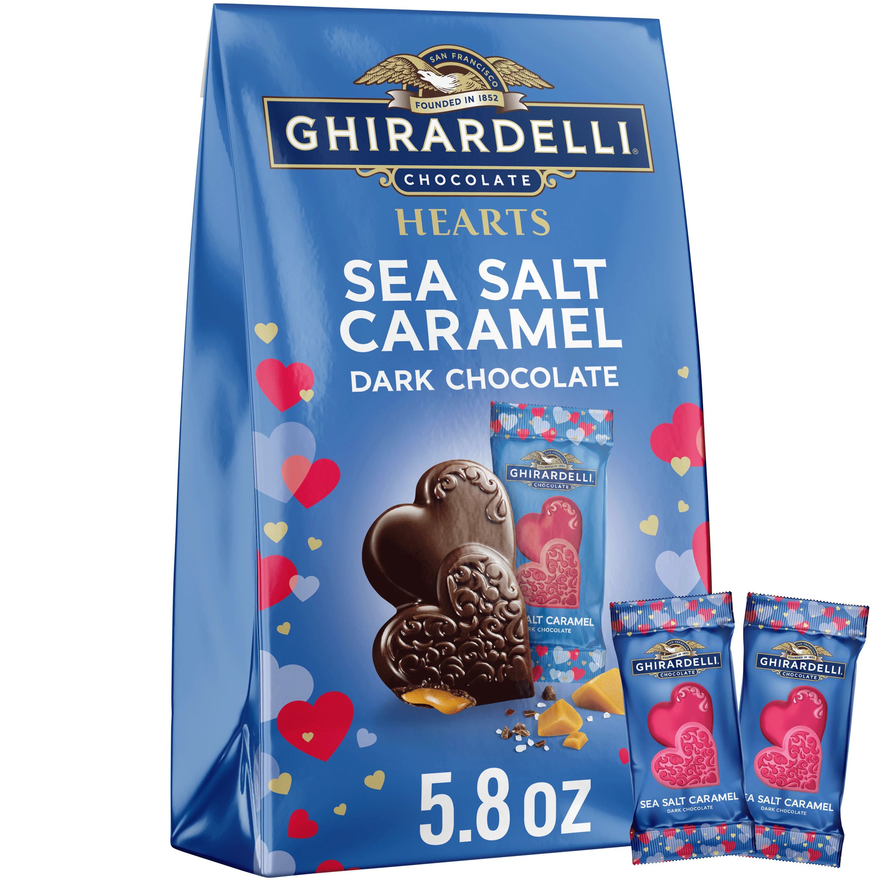Ghirardelli Sea Salt Caramel Dark Chocolate Hearts, 5.8 oz Bag | Walmart (US)