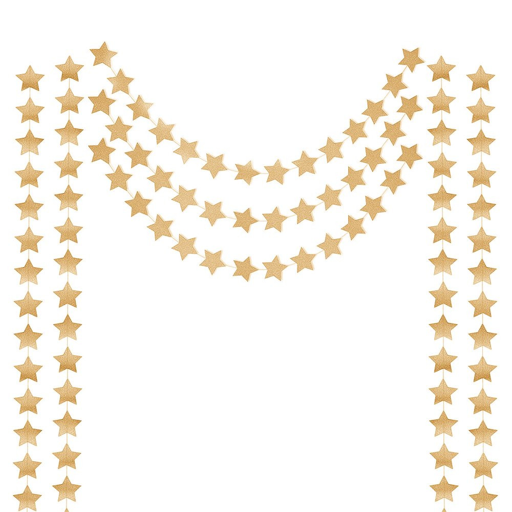 Honbay 2PCS Double Side Glitter Paper Star Garland Christmas Galaxy Banner Christmas Garland - 4 ... | Amazon (US)