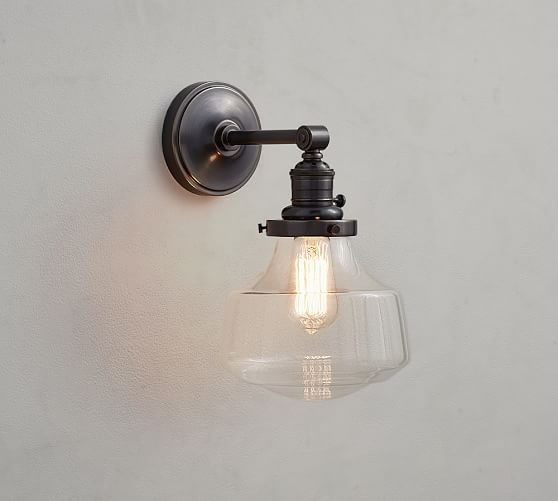 Custom Schoolhouse Straight Arm Sconce - Clear Glass | Pottery Barn (US)