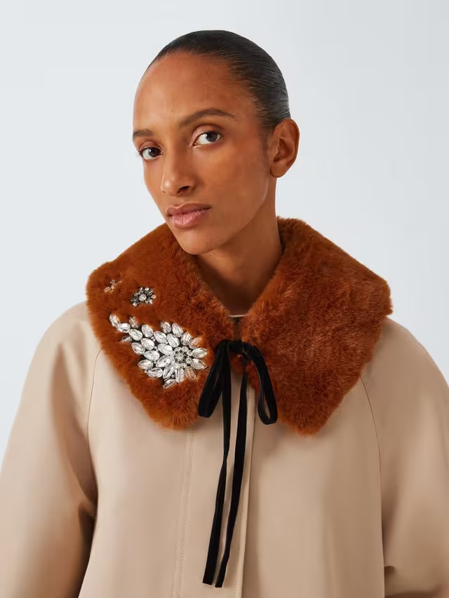 John LewisFaux Fur Embellished Collar Scarf, Ginger | John Lewis (UK)
