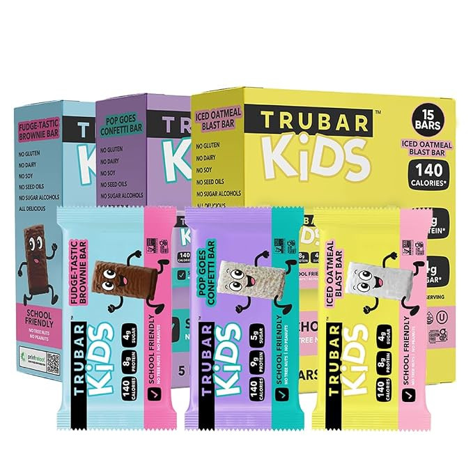 TRUBAR Kids Protein Bars, Snack Pack Variety Box, Plant Based Protein, Gluten Free School-Friendl... | Amazon (US)