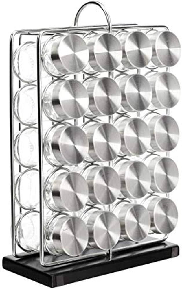 Amazon Basics 20 Jars Spice Organizer Rack, Silver | Amazon (US)
