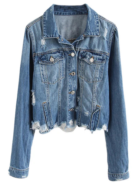 'Yvonne' Distressed Denim Jacket | Goodnight Macaroon