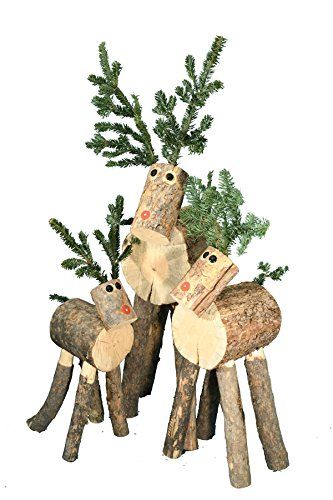Reindeer Ranch Handmade Log Reindeer Family Set of 3 | Amazon (US)