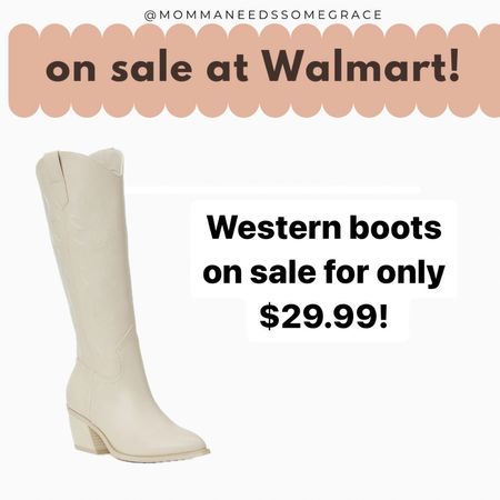 Western boot on sale at Walmart! Come in cream, black, red, and metallic pink and silver! So fun! 

#LTKSaleAlert #LTKShoeCrush