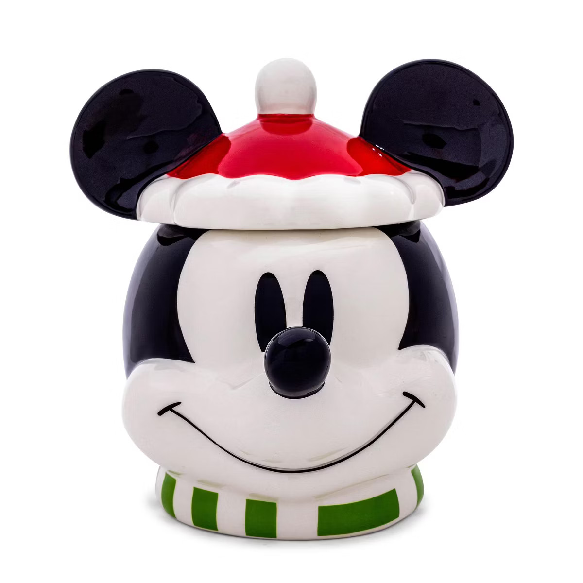 Silver Buffalo Disney Santa Mickey Mouse 6-inch Sculpted Ceramic Snack Jar | Target