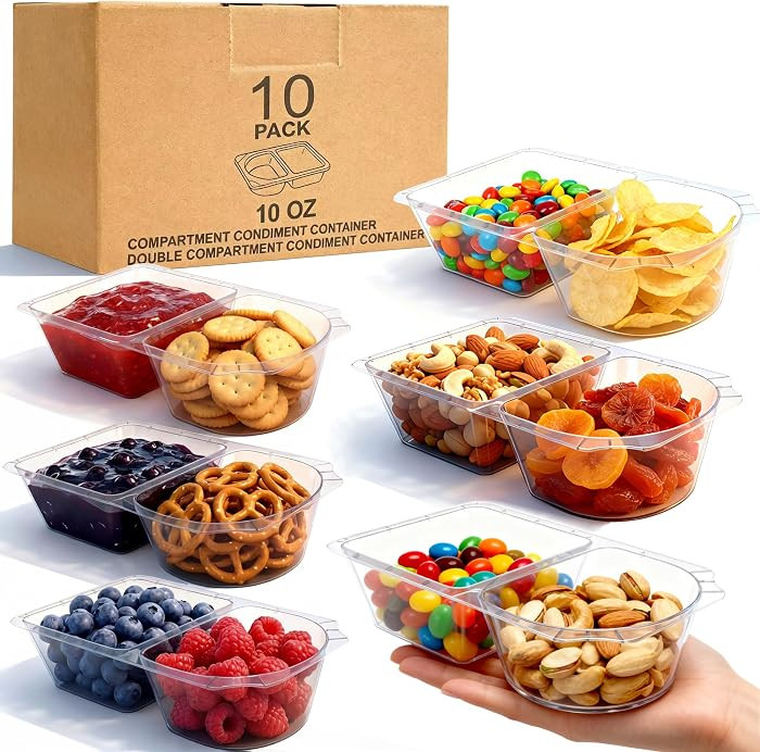 10 OZ Reusable Snack Containers with Lids & New Snack Pack Containers-2 Compartment Meal Prep Con... | Amazon (CA)