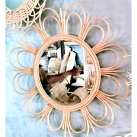 Rattan Mirror Is Flowery Shaped, The Round Raffia Mirror 30% Off Moroccan Mirror, Ethnic | Etsy (US)