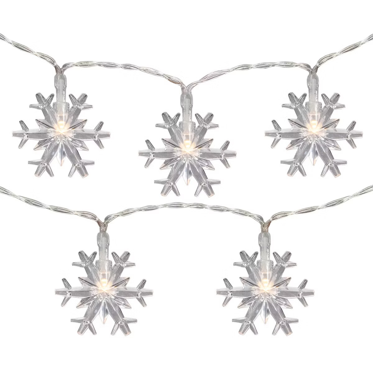 Northlight 10-Count LED Snowflake Christmas Fairy Lights, 4.25ft, Copper Wire | Target