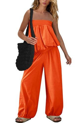 SENSERISE Pants Sets Women 2 Piece Outfits Lounge Set(Bright Orange,M) | Amazon (US)