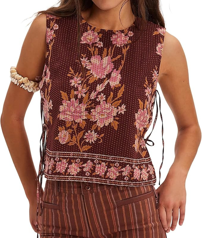 Womens Graphic Ruffle Tank Tops Y2k Going Out Sleeveless Camisole Cami Slim Fit Summer Vest Casua... | Amazon (US)