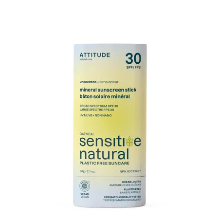 Attitude Unscented Mineral Sunscreen for Sensitive Skin - SPF 30, 2.1 oz | Walmart (US)