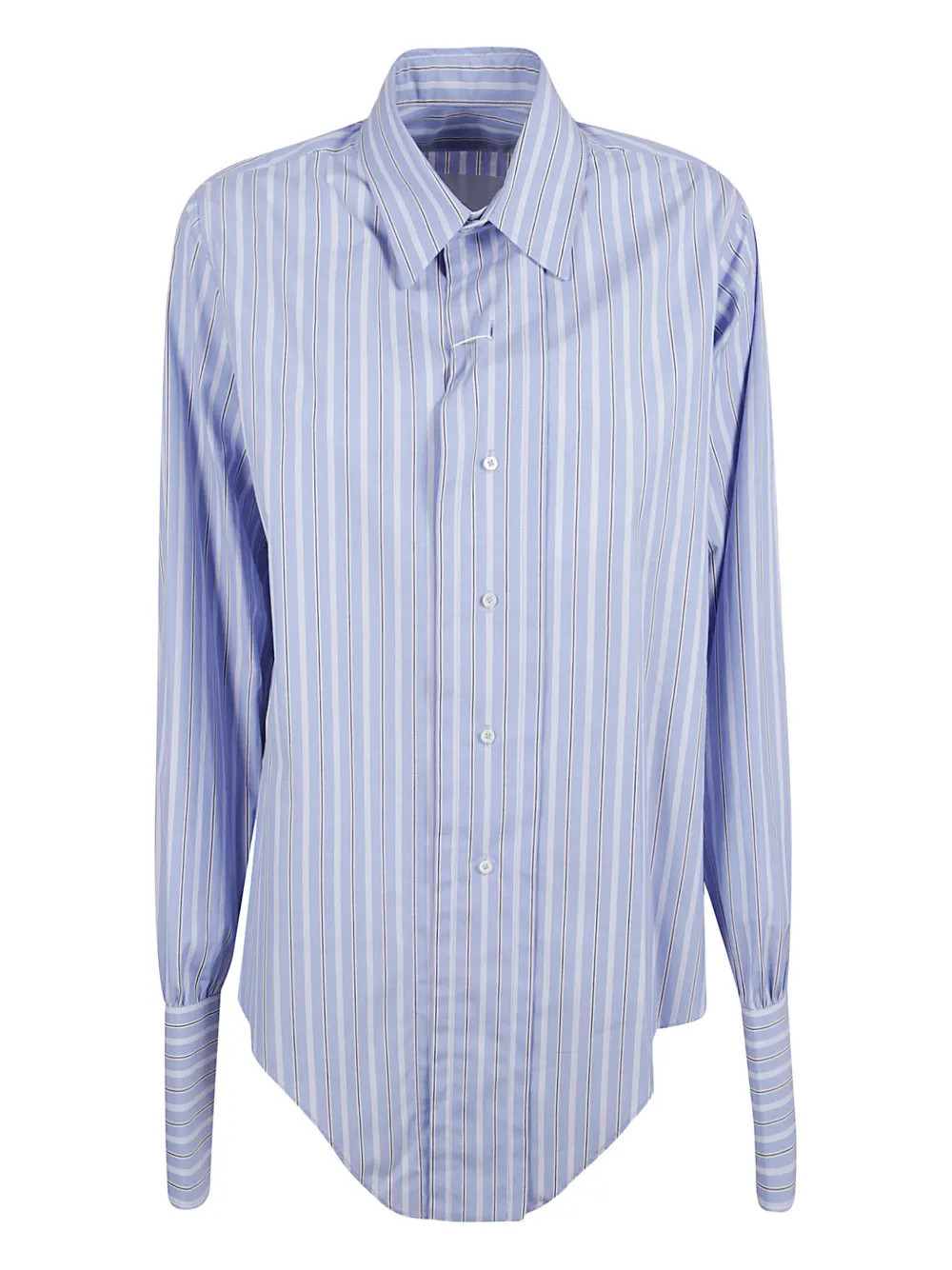 Maison Margiela striped button-down shirt - Blue | Farfetch Global