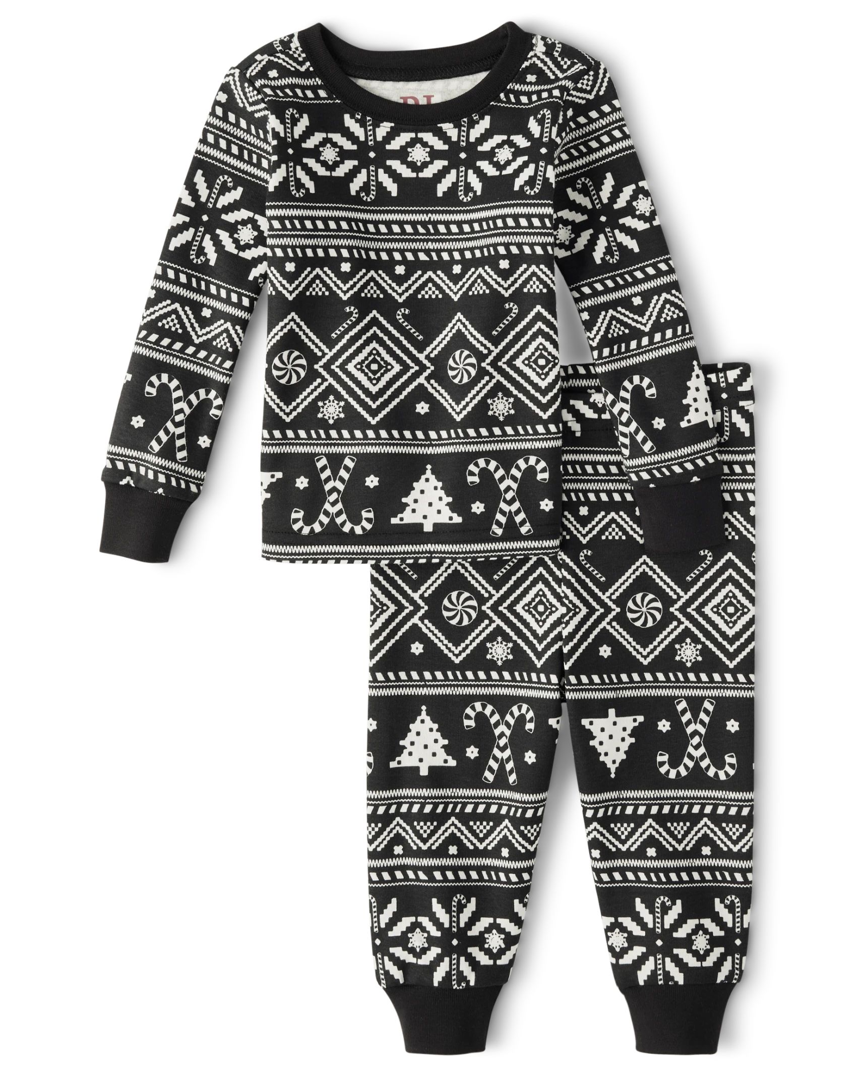 Unisex Baby And Toddler Matching Family Candy Cane Fairisle Snug Fit Cotton Pajamas - black | The Children's Place