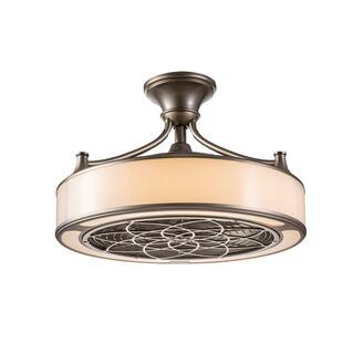 Home Decorators Collection Windara 22 in. LED Indoor/Covered Outdoor Brushed Nickel Ceiling Fan w... | The Home Depot