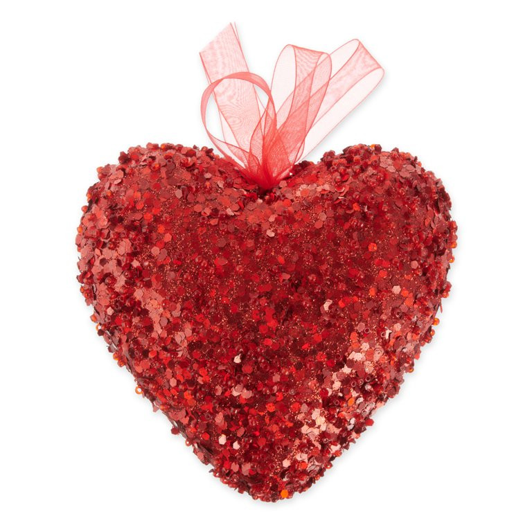 Way to Celebrate Valentine's Day Red Glitter Heart Hanging Decoration | Walmart (US)