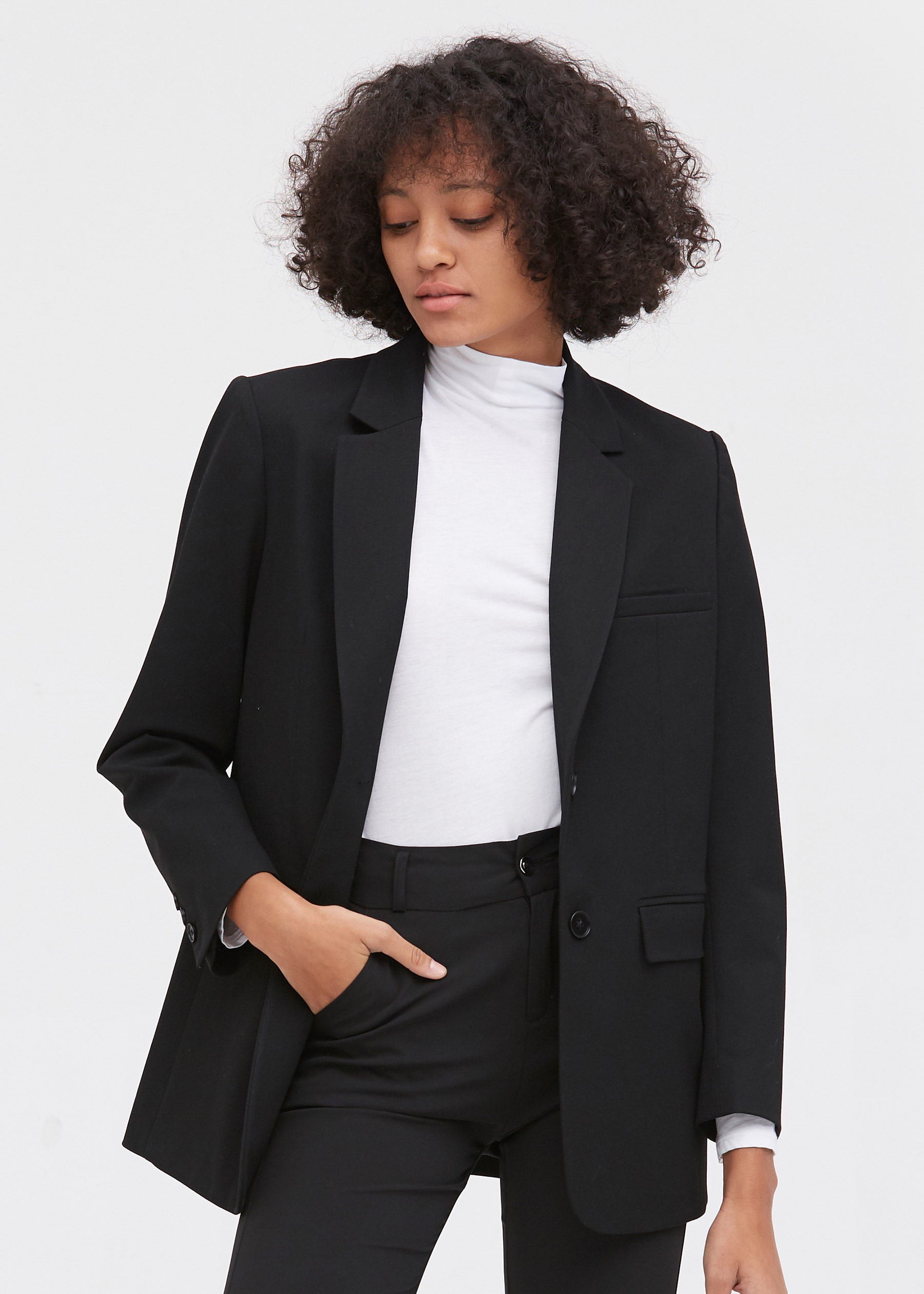 Basic Long Sleeve Silk Liner Blazer | LilySilk