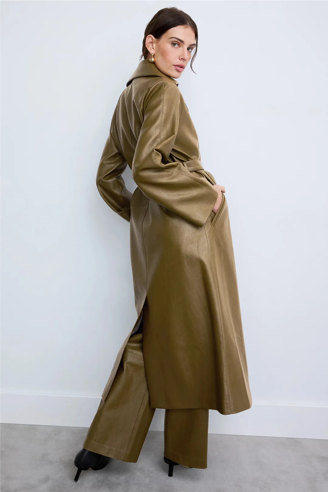 Rosetta Getty x RTR Grommet Belted Faux Leather Trench Coat | Rent the Runway