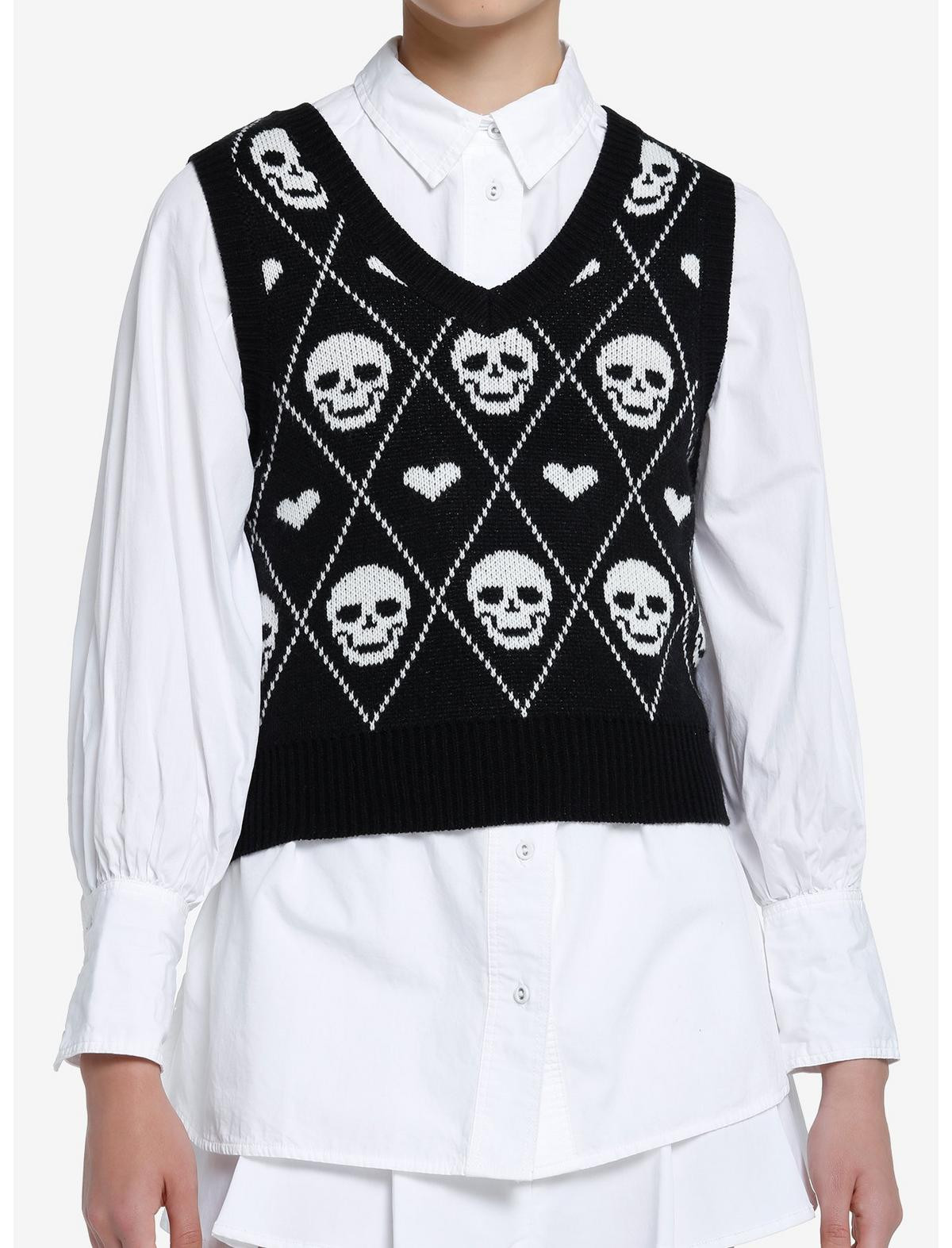Social Collision Skull Heart Knit Girls Sweater Vest | Hot Topic | Hot Topic