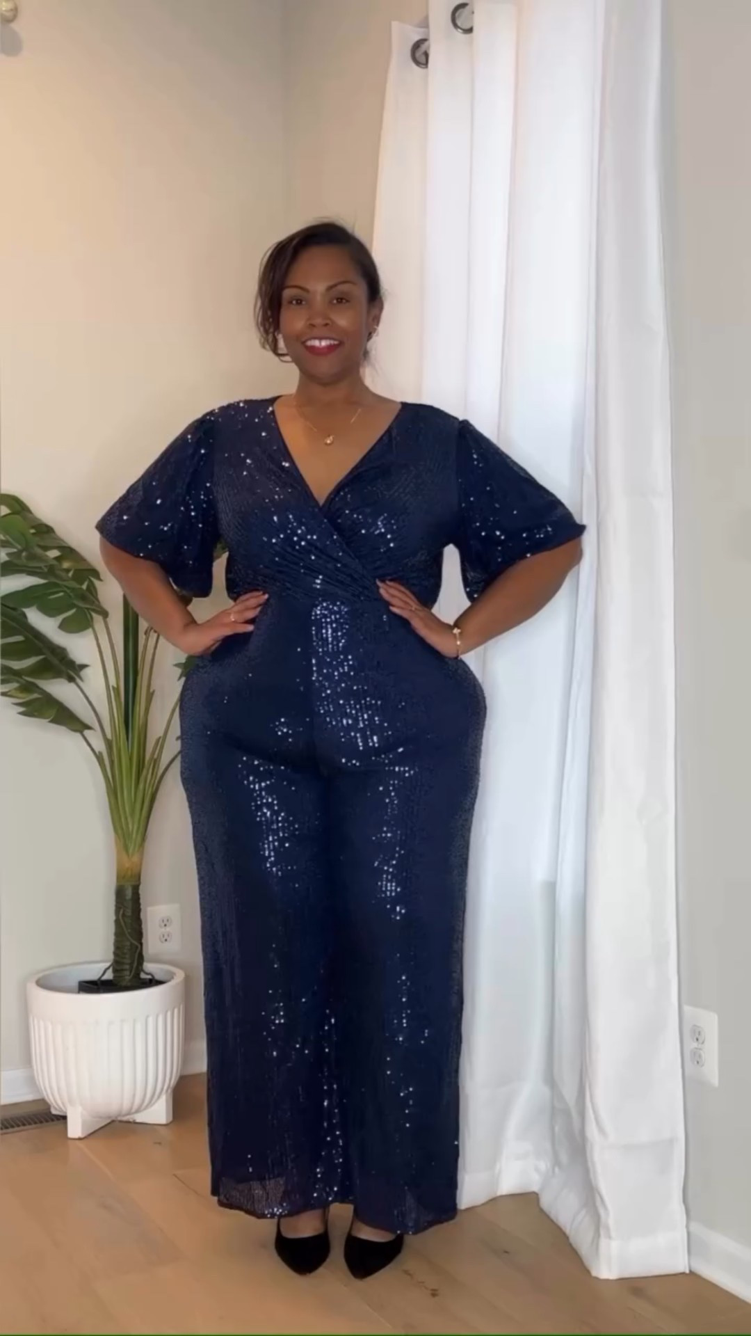 It’s never too early to lock in your NYE or Christmas party look, especially when the perfect navy sequin jumpsuit exists. ✨ This curve flattering piece from @avenueofficial brings glam, comfort, and confidence all in one. #giftedbyavenue  
Comment SHOP below to receive a DM with the link to shop this post on my LTK ⬇

Don’t forget to save, share, or tag a friend who would love these looks💕Follow @sherradanielle for more outfit ideas.
•
•
•
#holidaystyle #nyeoutfit #christmaspartyoutfit #plussizefashion #plussizeover40 #curvystyle #partywearinspo #sequinfashion #avenueplus #festivestyle