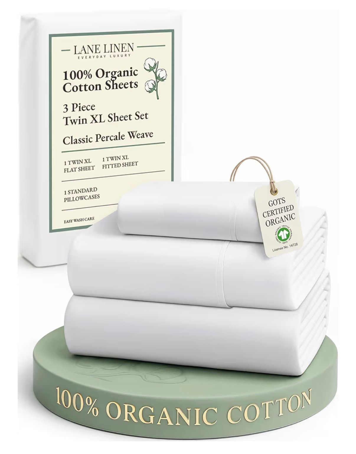 LANE LINEN 100% Organic Cotton White Twin XL Sheets Set 3-Piece Pure Percale Soft Bedding Breathable Fits Mattress Upto 15" Deep

Low toxic home goods 

#LTKSaleAlert #LTKHome