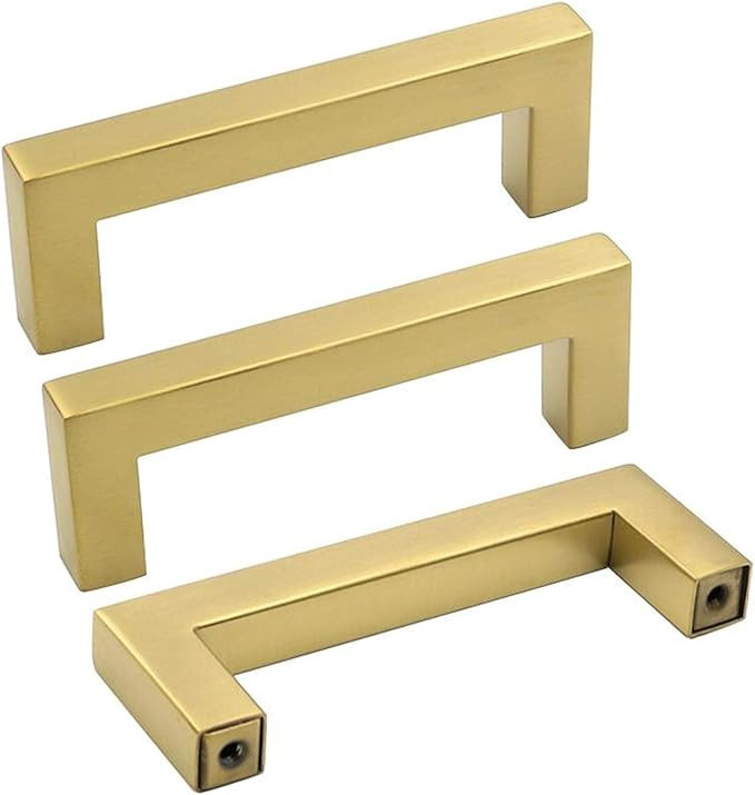 goldenwarm Brass Drawer Pulls Gold Cabinet Pulls 3in Kitchen Cabinet Handles Euro Bar Cabinet Har... | Amazon (US)
