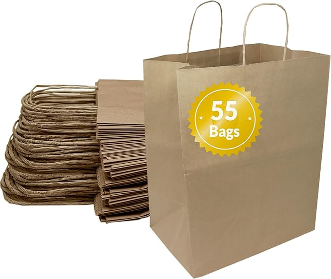 Reli. Paper Bags with Handles | 55 Pcs - Brown | 12" x 9" x 15.75" - Large | Kraft Paper Bags, To... | Amazon (US)