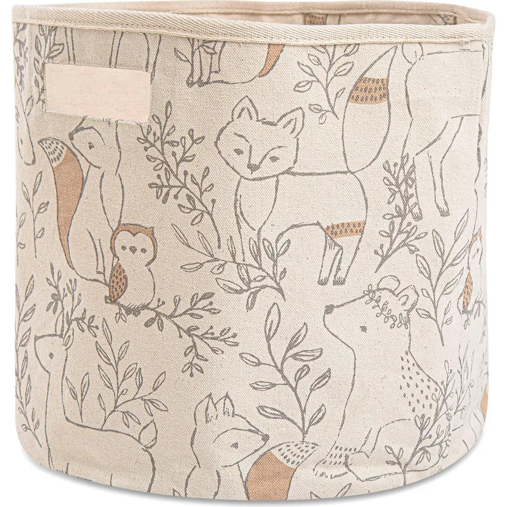 CRANE BABY Round Nursery Storage Bin in Brown Woodland Animal at Nordstrom | Nordstrom