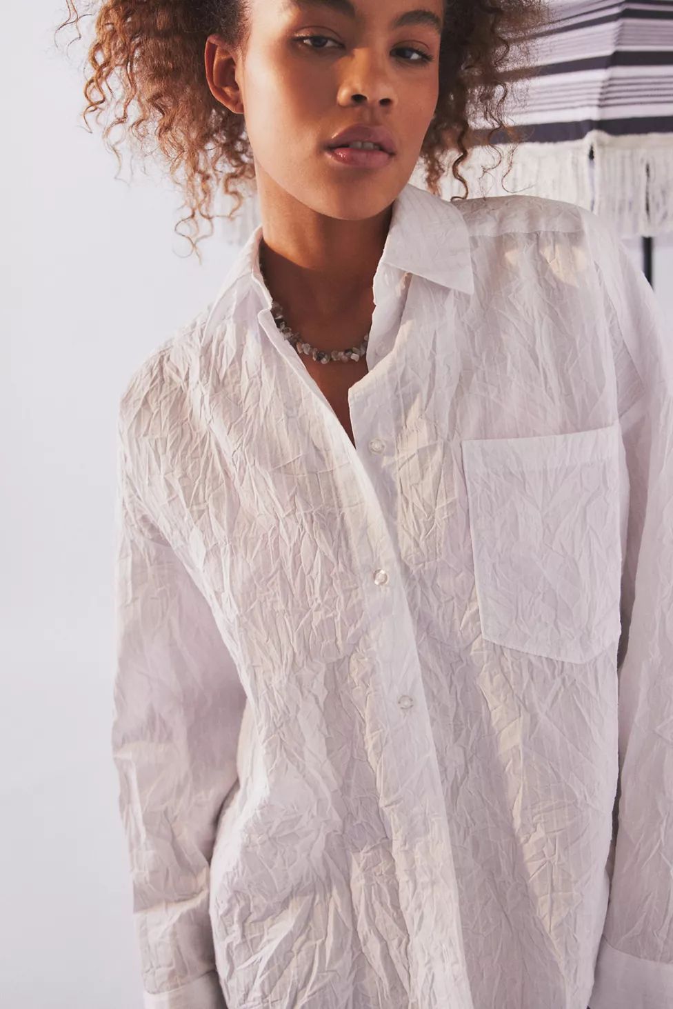 BDG Ryanne Crinkled Button-Down Shirt | Urban Outfitters (US and RoW)