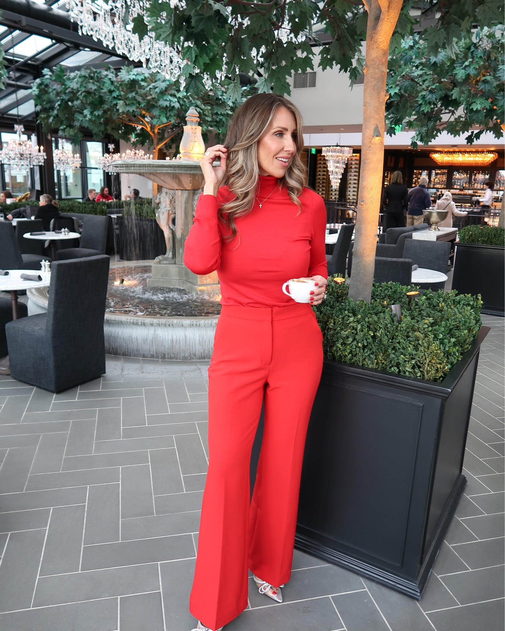 What I wore to our favorite things party 
Red outfit, Santa, holiday 
 Color I have: racing red

#LTKootd #LTKHoliday #LTKOver40