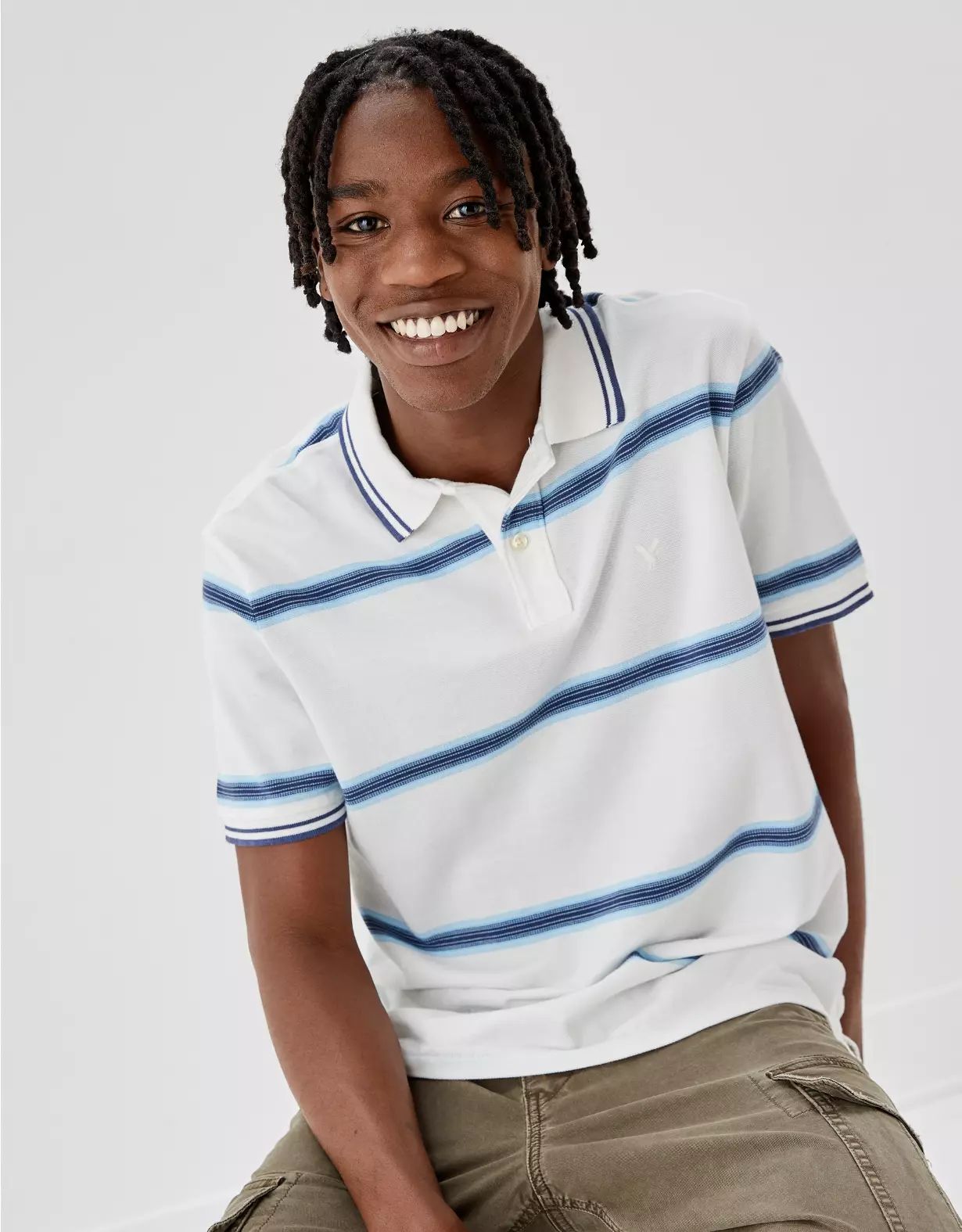 AE Super Soft Striped Polo Shirt | American Eagle Outfitters (US & CA)