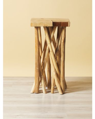 26in Teak Wood Branch Side Table | HomeGoods