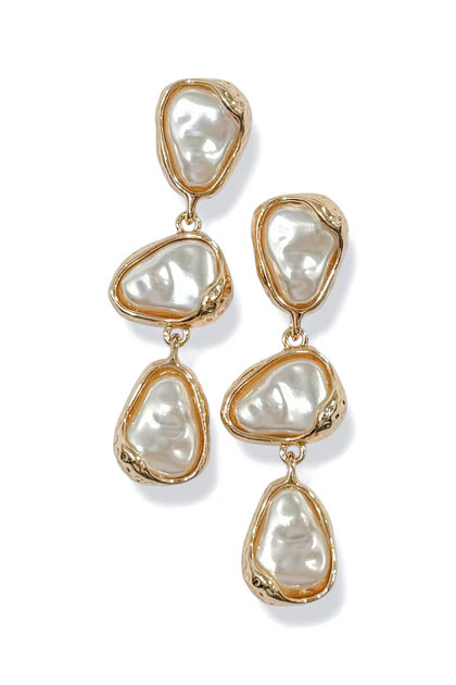 Good Feelings Cream Linear Teardrop Earrings | The Willow Tree