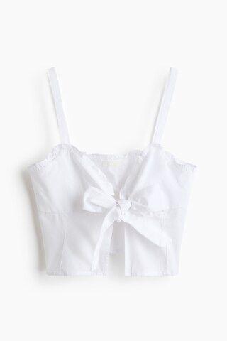 H & M - Tie-Detail Crop Top - White | H&M (US + CA)