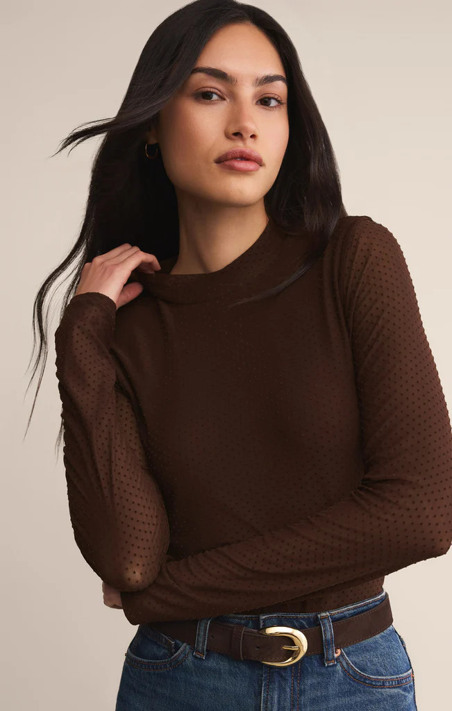 Illy Mock Neck Mesh Dot Top | Z Supply