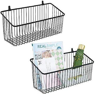 mDesign Portable Metal Farmhouse Wall Decor Angled Storage Organizer Basket Bin for Hanging in Ki... | Amazon (US)